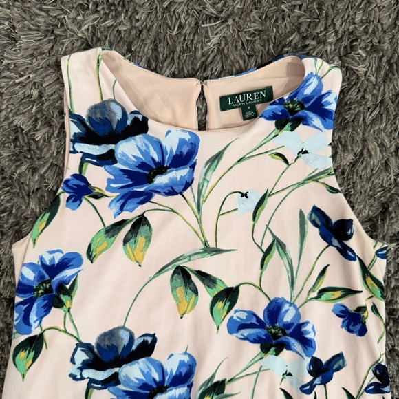 Lauren Ralph Lauren Floral Trapeze Dress in Pink/Blue, Size US 8 - Picture 3 of 5